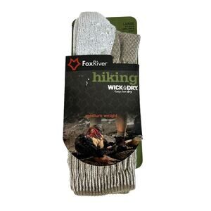 Fox River Wickdry Hiking Crew Socks Khaki And White New Medium Weight Large Size